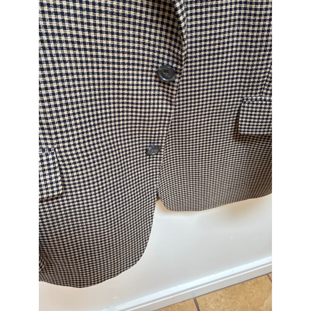 Hardwick Clothes Mens 46R Blazer Sport Coat Tan Navy Houndstooth USA Tailored - Picture 3 of 8